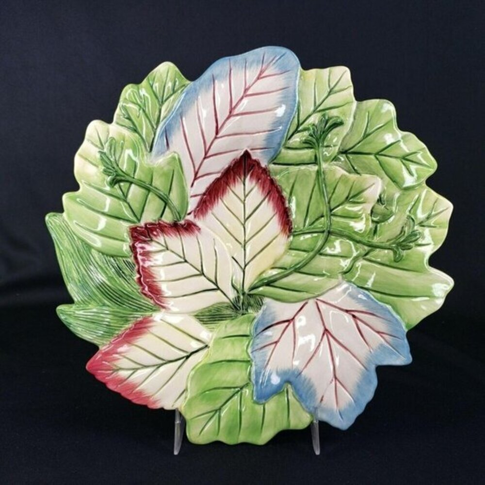Fitz and Floyd‎ Green Leaf Bowl Plate Classics Candy Cookie Trinket Dish Vintage